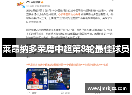 莱昂纳多荣膺中超第8轮最佳球员